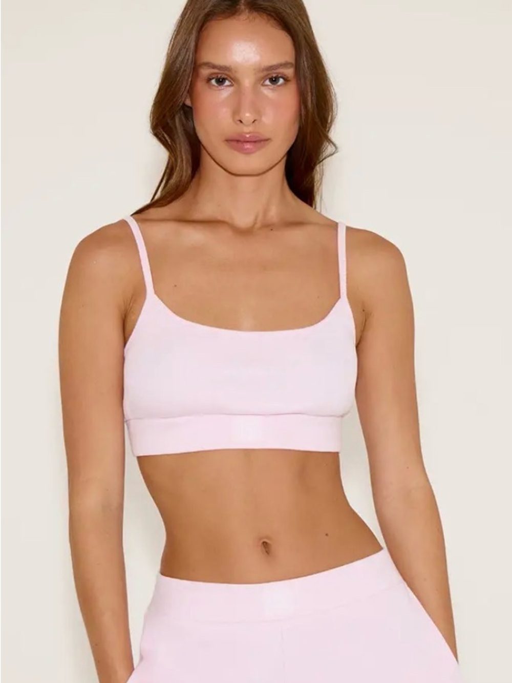 PRETTYLITTLETHING PINK SLEEP RIB TONAL ELASTIC BRALET